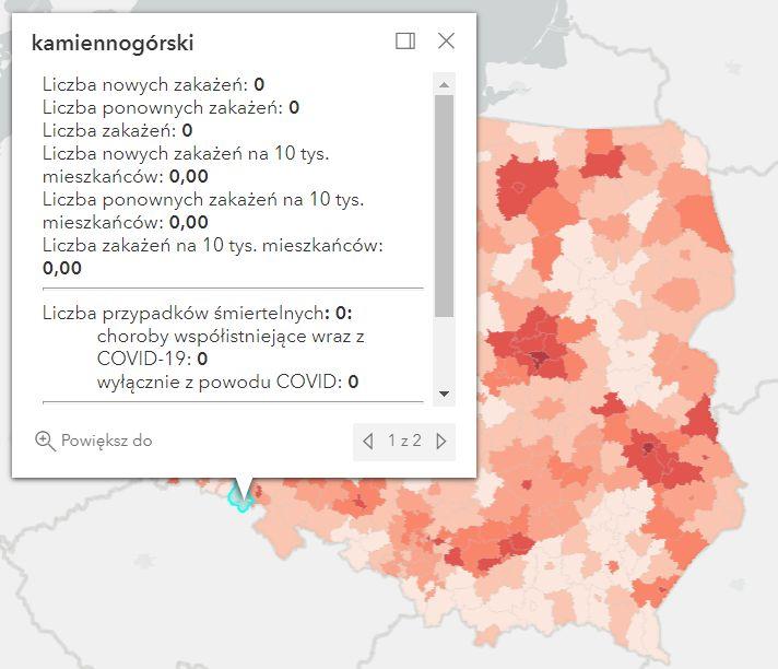 Koronawirus - statystyka - powiat kamiennogórski - 20.3.2022. 