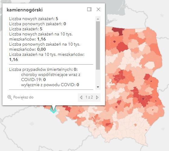 Koronawirus - statystyka - powiat kamiennogórski - 17.3.2022. 