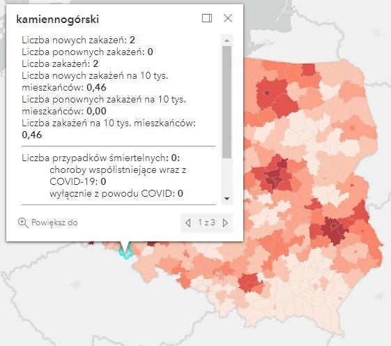 Koronawirus - statystyka - powiat kamiennogórski - 16.3.2022. 