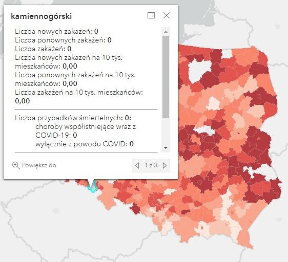Koronawirus - statystyka - powiat kamiennogórski - 15.3.2022. 