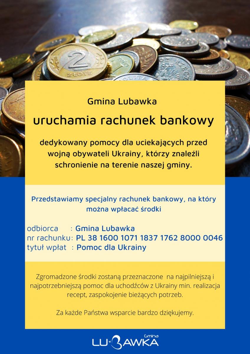 Konto do wpłat na rzecz uchodźców z Ukrainy