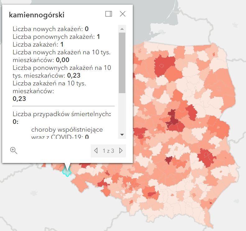 Koronawirus - statystyka - powiat kamiennogórski - 14.3.2022. 