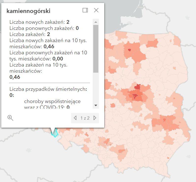 Koronawirus - statystyka - powiat kamiennogórski - 13.3.2022. 