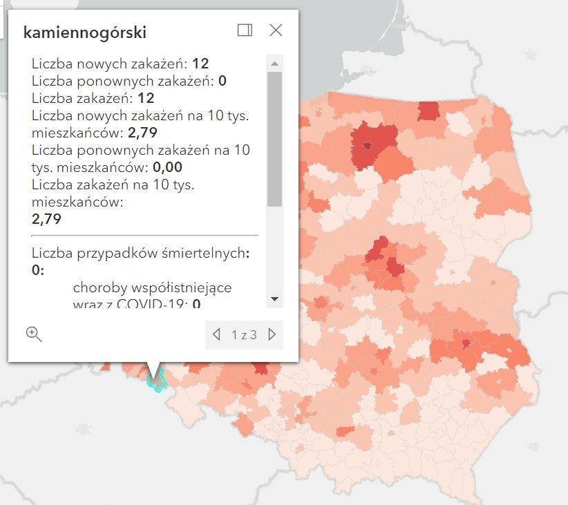 Koronawirus - statystyka - powiat kamiennogórski - 12.3.2022. 