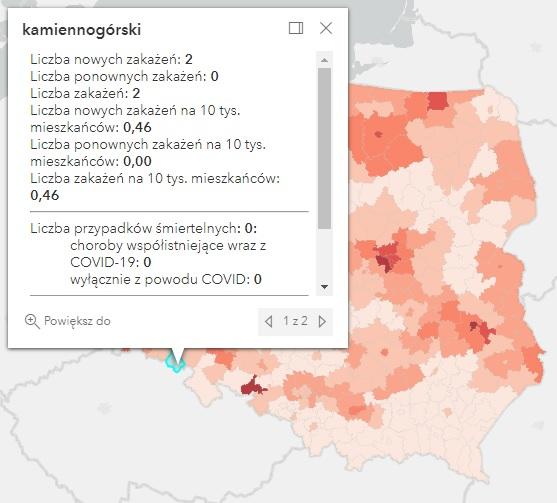 Koronawirus - statystyka - powiat kamiennogórski - 11.3.2022. 
