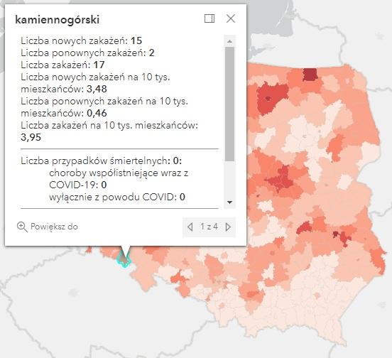 Koronawirus - statystyka - powiat kamiennogórski - 10.3.2022. 