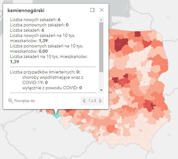 Koronawirus - statystyka - powiat kamiennogórski - 9.3.2022. 