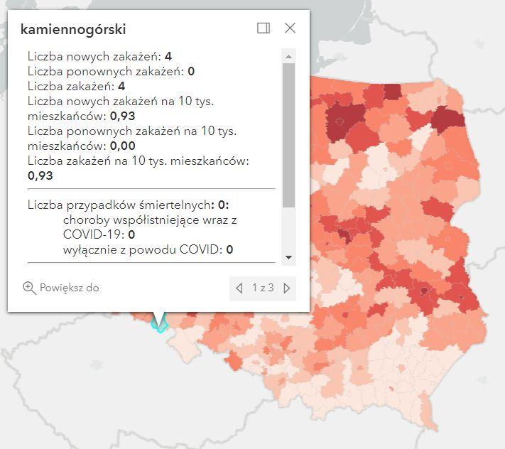 Koronawirus - statystyka - powiat kamiennogórski - 8.3.2022. 