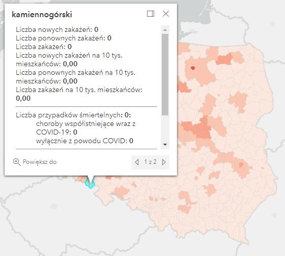 Koronawirus - statystyka - powiat kamiennogórski - 7.3.2022. 