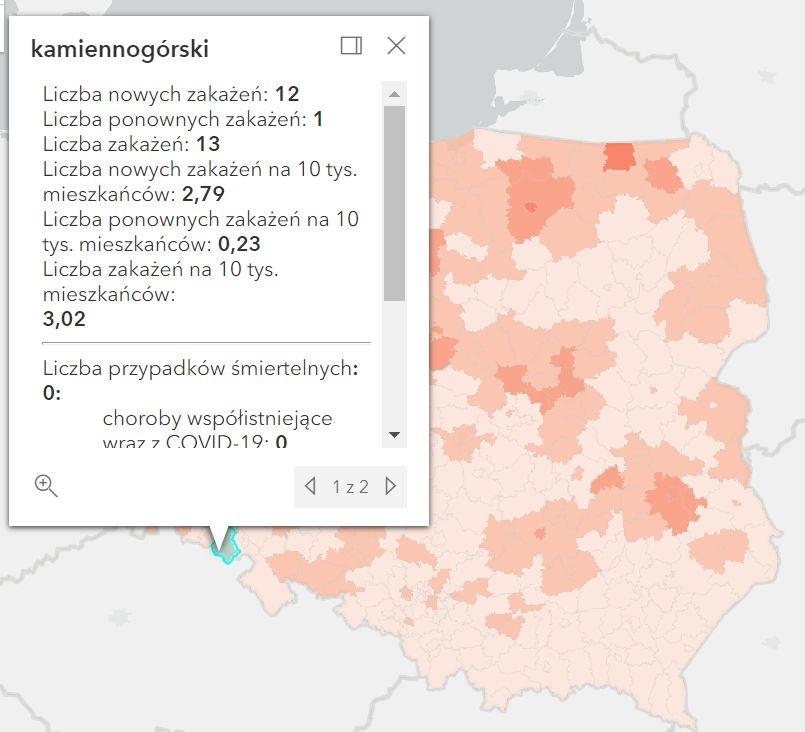 Koronawirus - statystyka - powiat kamiennogórski - 5.3.2022. 