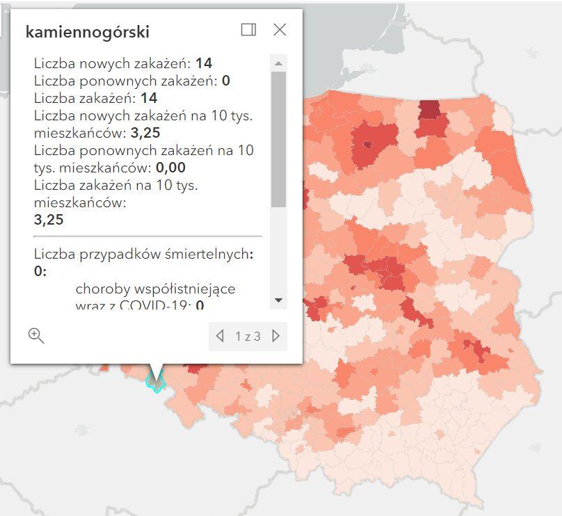 Koronawirus - statystyka - powiat kamiennogórski - 2.3.2022. 