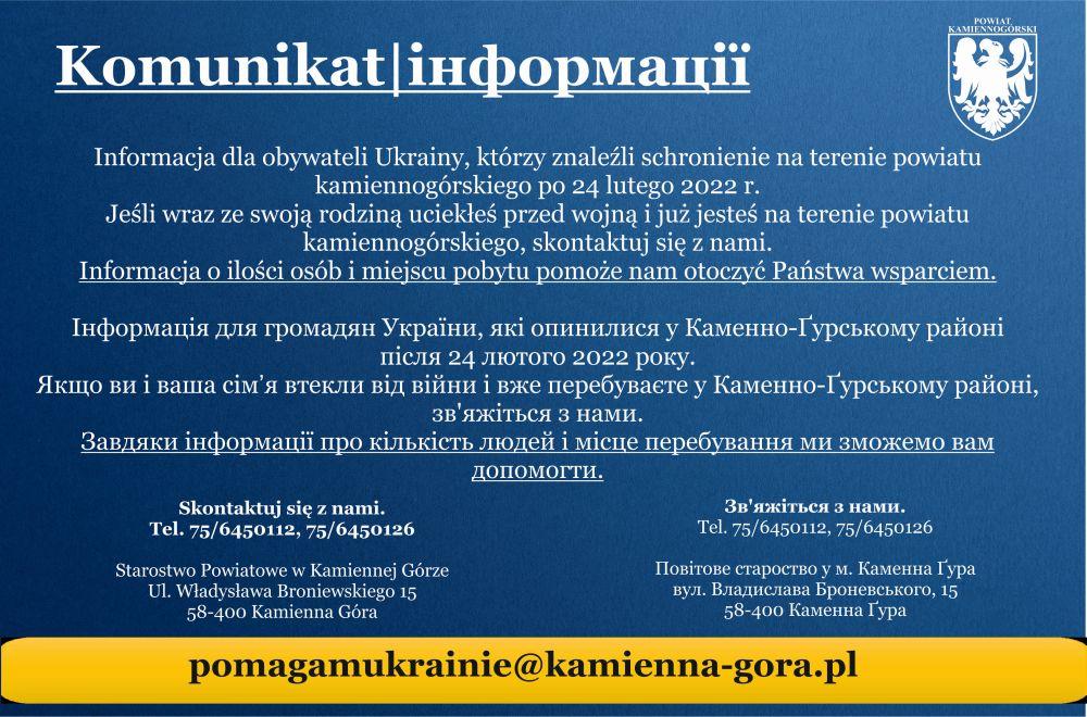 Komunikat - zgłoszenia do starostwa