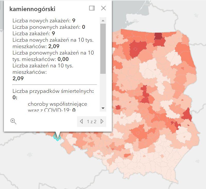 Koronawirus - statystyka - powiat kamiennogórski - 26.2.2022. 