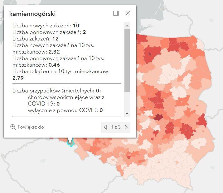 Koronawirus - statystyka - powiat kamiennogórski - 25.2.2022. 