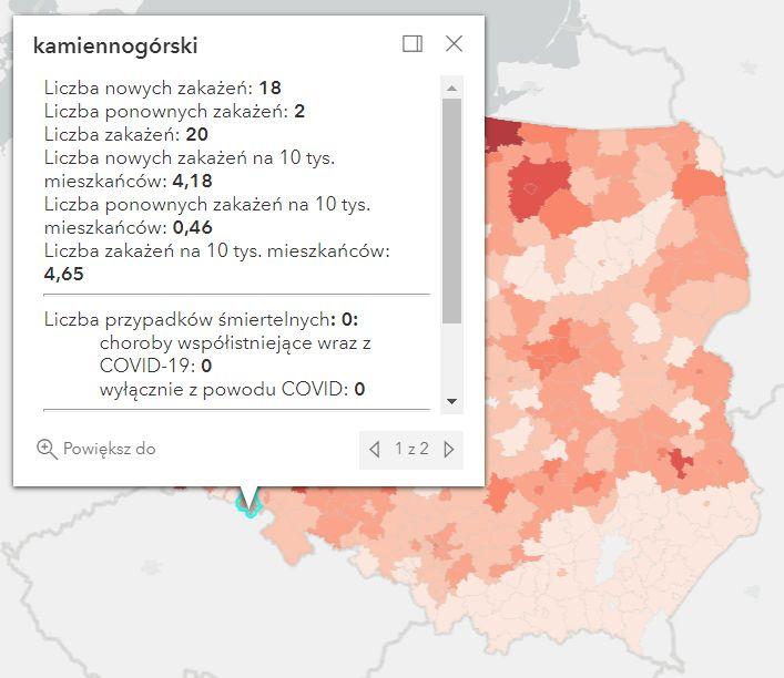Koronawirus - statystyka - powiat kamiennogórski - 24.2.2022. 