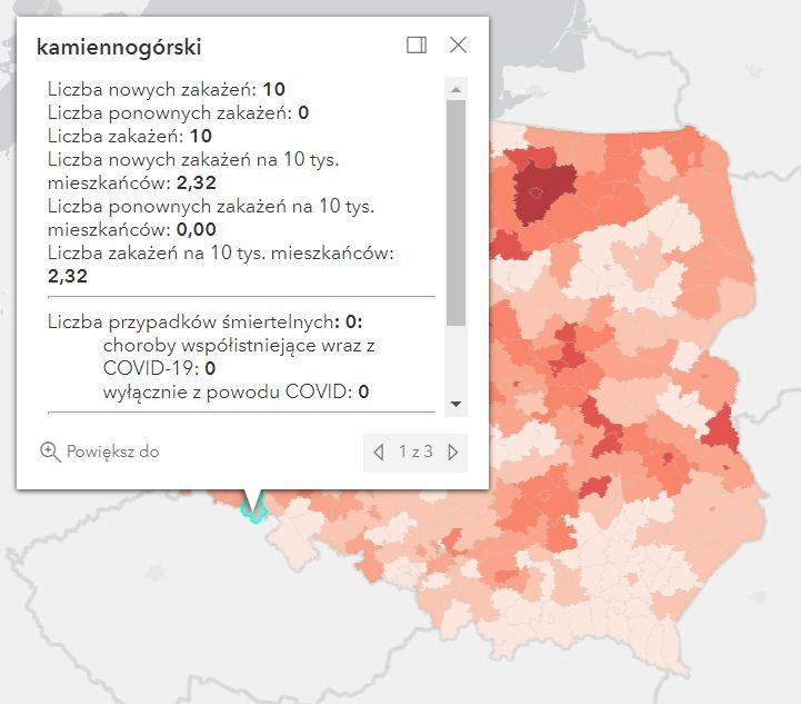Koronawirus - statystyka - powiat kamiennogórski - 23.2.2022. 