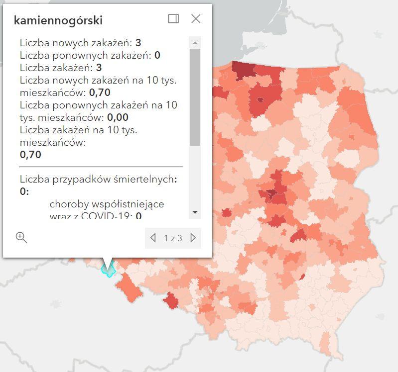 Koronawirus - statystyka - powiat kamiennogórski - 21.2.2022. 