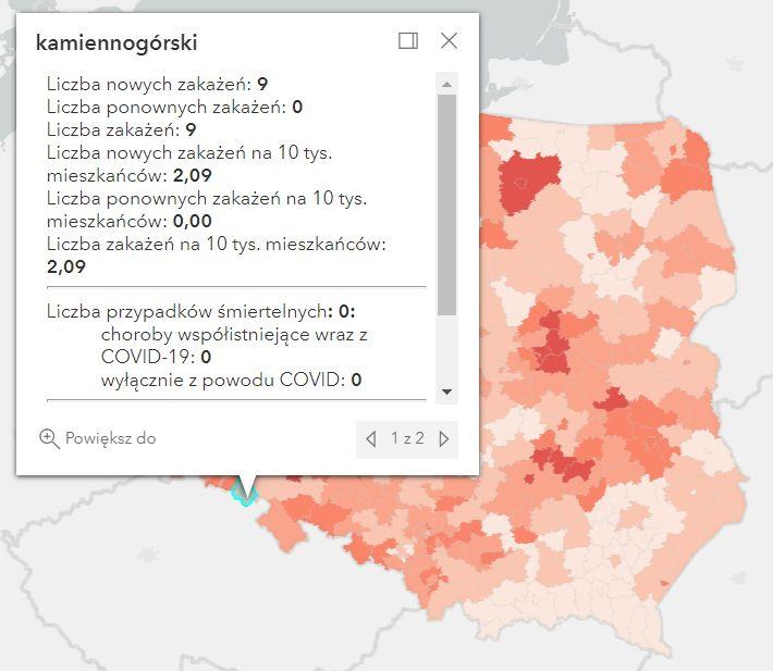 Koronawirus - statystyka - powiat kamiennogórski - 20.2.2022. 