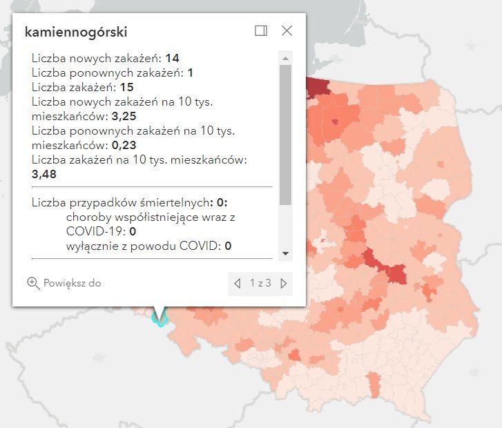 Koronawirus - statystyka - powiat kamiennogórski - 19.2.2022. 