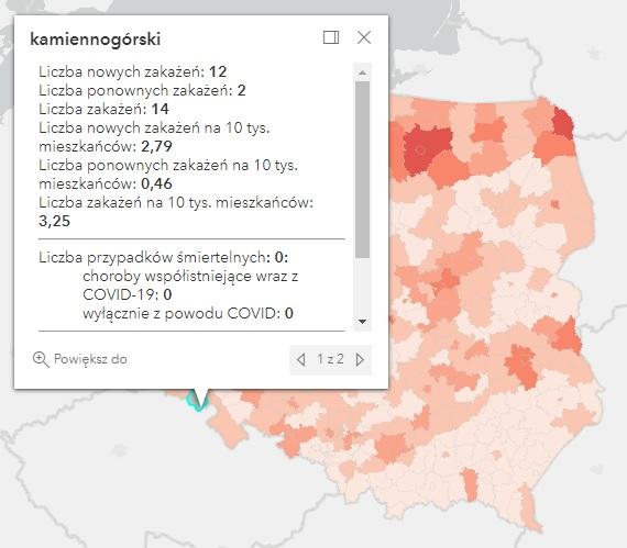 Koronawirus - statystyka - powiat kamiennogórski - 18.2.2022. 