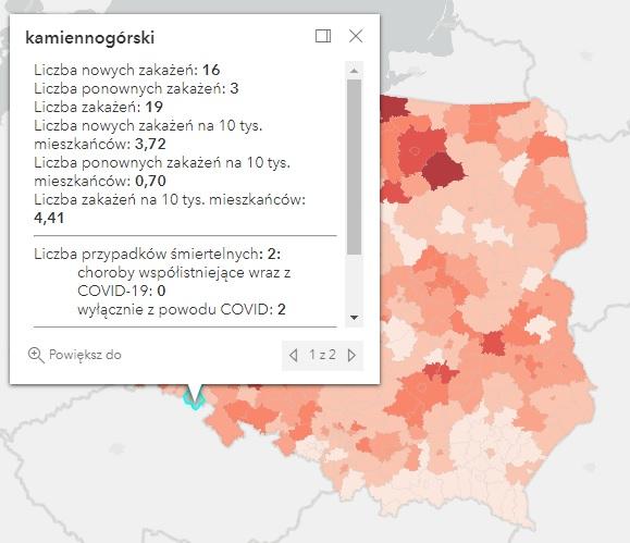 Koronawirus - statystyka - powiat kamiennogórski - 17.2.2022. 