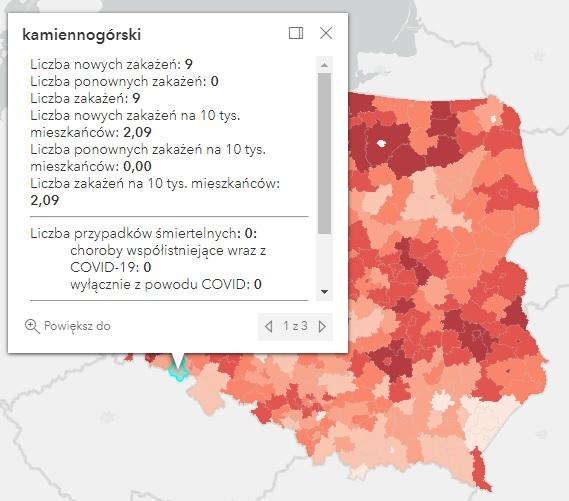 Koronawirus - statystyka - powiat kamiennogórski - 15.2.2022. 