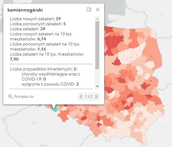 Koronawirus - statystyka - powiat kamiennogórski - 10.2.2022. 