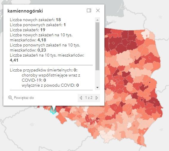 Koronawirus - statystyka - powiat kamiennogórski - 8.2.2022. 