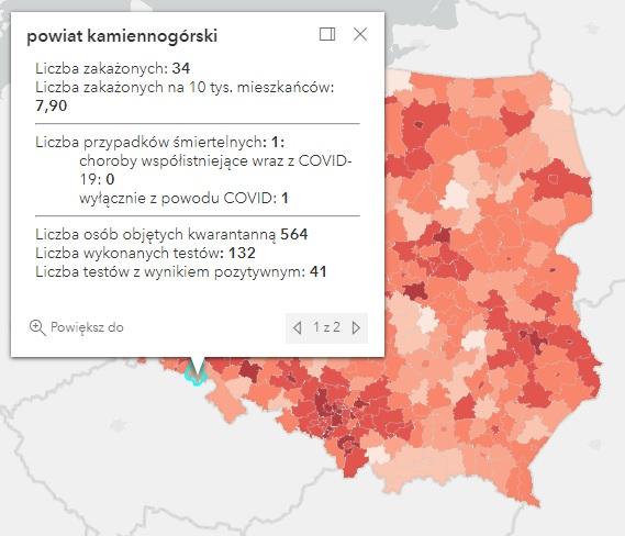 Koronawirus - statystyka - powiat kamiennogórski - 2.2.2022. 