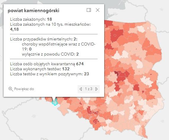 Koronawirus - statystyka - powiat kamiennogórski - 1.2.2022. 