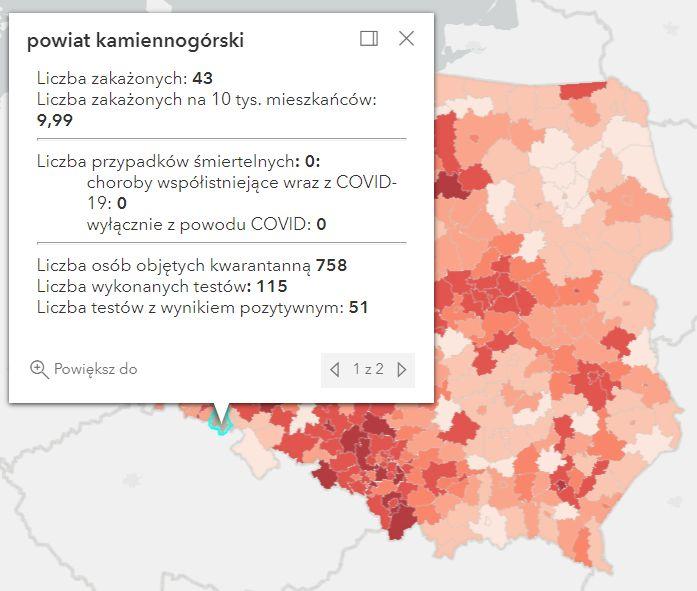 Koronawirus - statystyka - powiat kamiennogórski - 30.1.2022. 