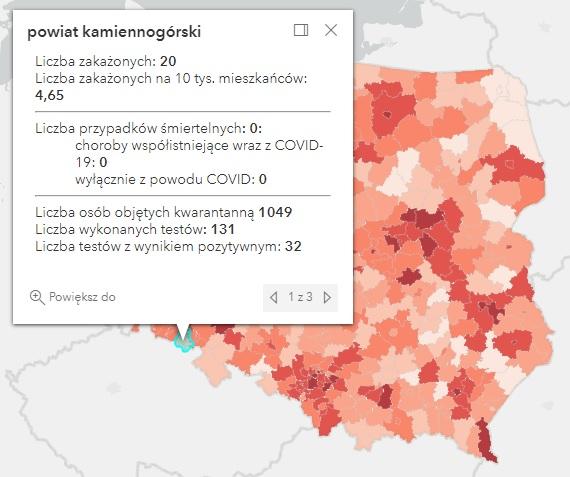 Koronawirus - statystyka - powiat kamiennogórski - 25.1.2022. 