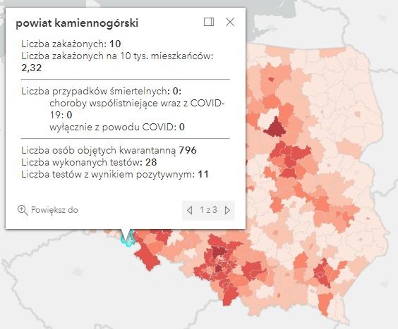 Koronawirus - statystyka - powiat kamiennogórski - 24.1.2022. 