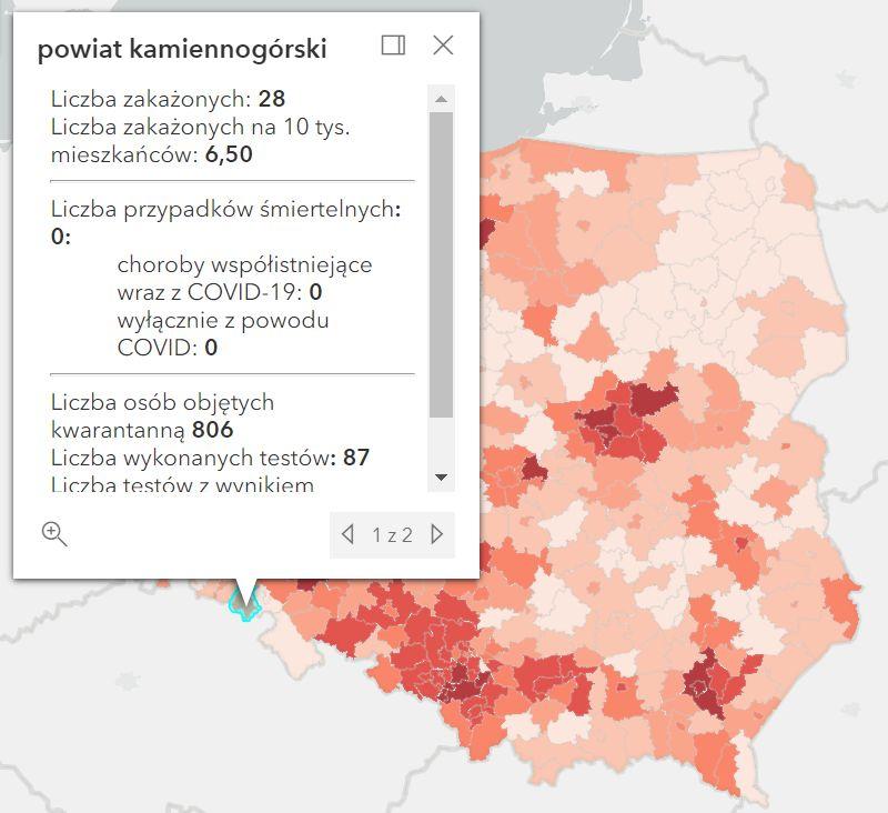 Koronawirus - statystyka - powiat kamiennogórski - 23.1.2022. 
