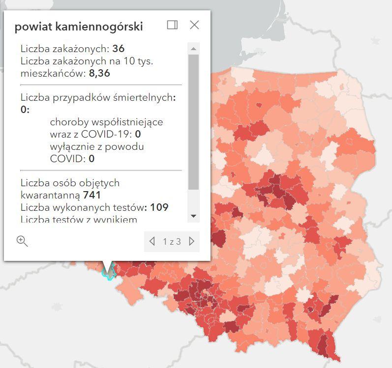Koronawirus - statystyka - powiat kamiennogórski - 22.1.2022. 