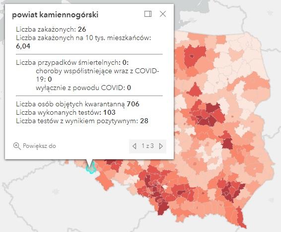Koronawirus - statystyka - powiat kamiennogórski - 21.1.2022. 