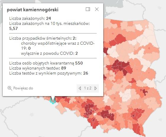 Koronawirus - statystyka - powiat kamiennogórski - 20.1.2022. 