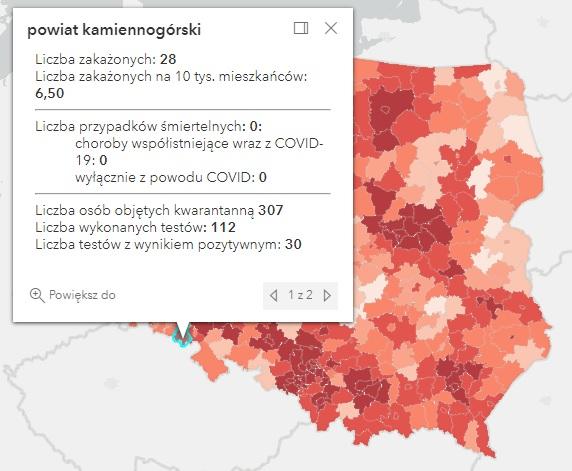 Koronawirus - statystyka - powiat kamiennogórski - 19.1.2022. 