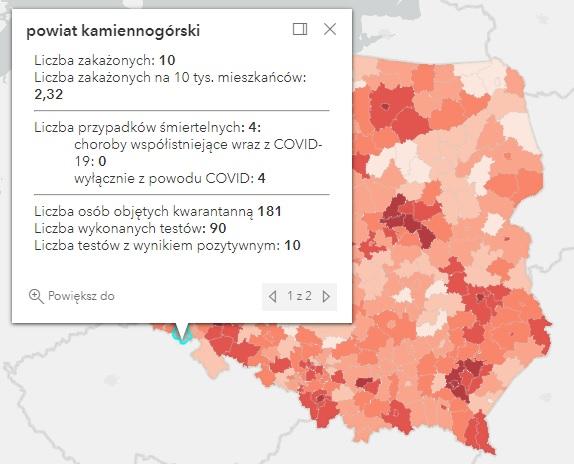 Koronawirus - statystyka - powiat kamiennogórski - 18.1.2022. 