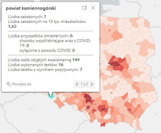 Koronawirus - statystyka - powiat kamiennogórski - 17.1.2022. 