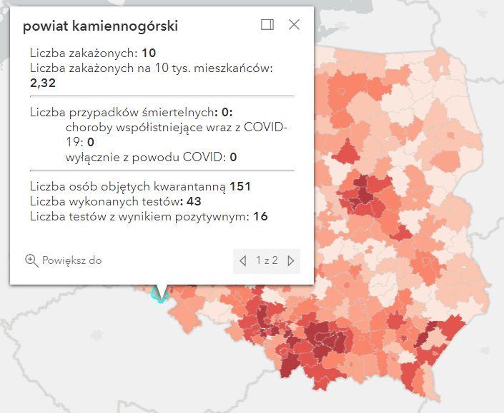 Koronawirus - statystyka - powiat kamiennogórski - 16.1.2022. 