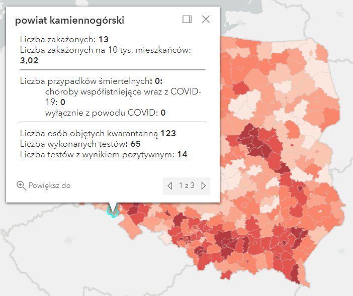 Koronawirus - statystyka - powiat kamiennogórski - 15.1.2022. 