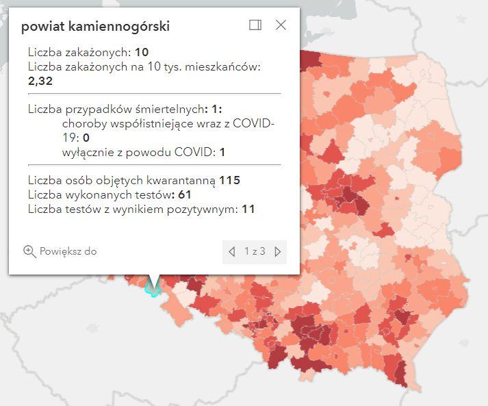 Koronawirus - statystyka - powiat kamiennogórski - 14.1.2022. 
