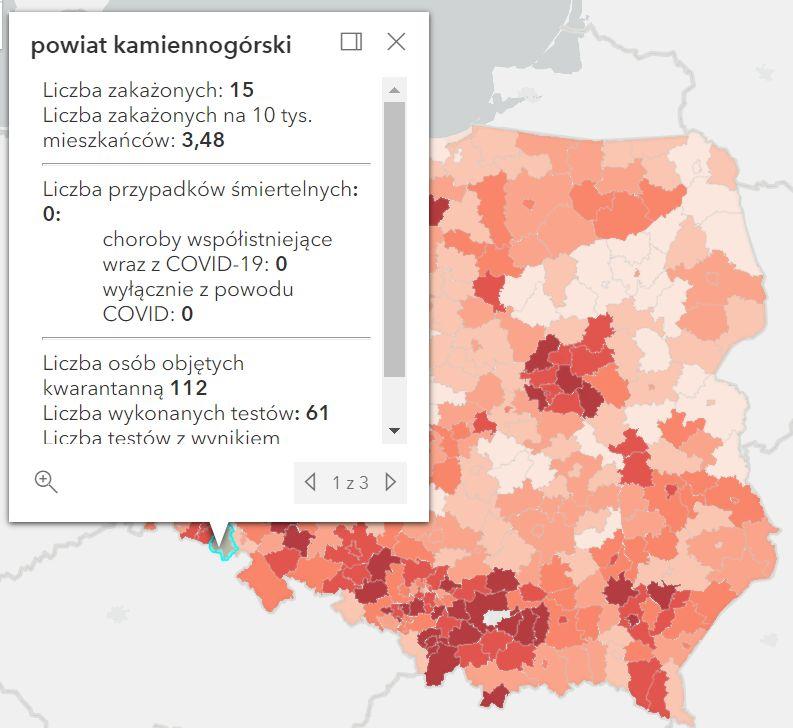 Koronawirus - statystyka - powiat kamiennogórski - 13.1.2022. 