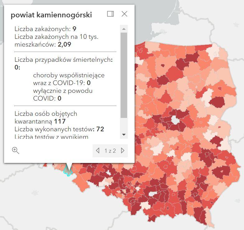 Koronawirus - statystyka - powiat kamiennogórski - 12.1.2022. 
