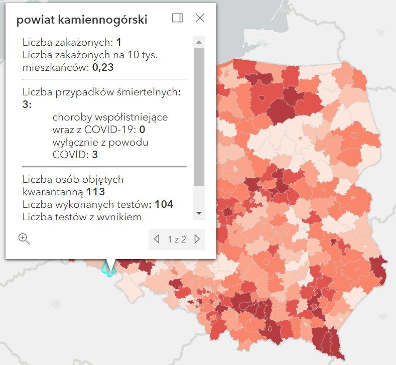 Koronawirus - statystyka - powiat kamiennogórski - 11.1.2022. 
