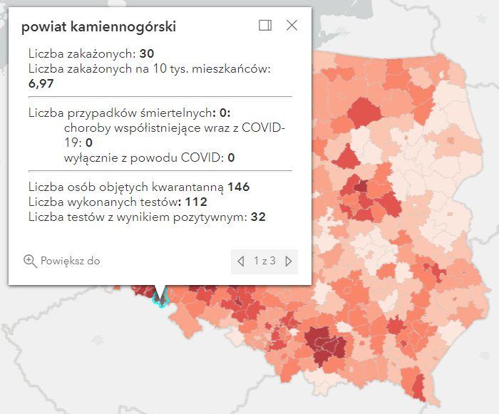 Koronawirus - statystyka - powiat kamiennogórski - 6.1.2022. 