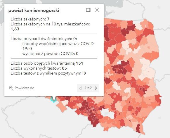 Koronawirus - statystyka - powiat kamiennogórski - 5.1.2022. 