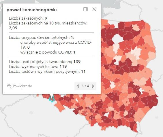 Koronawirus - statystyka - powiat kamiennogórski - 4.1.2022. 