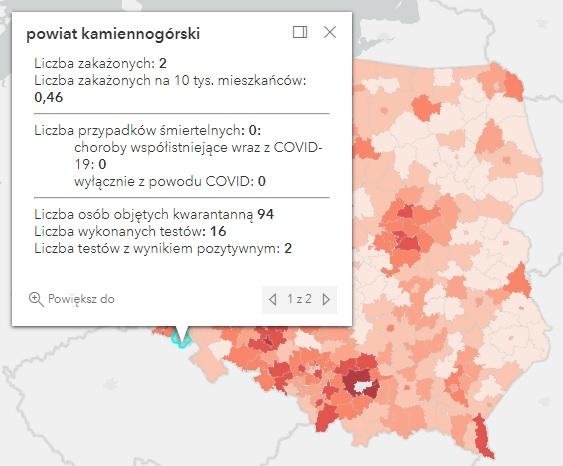 Koronawirus - statystyka - powiat kamiennogórski - 3.1.2022. 